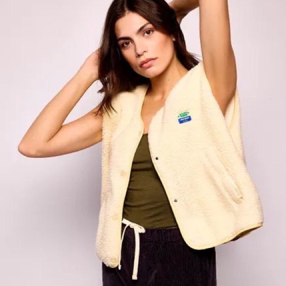 NWT American Vintage Hoktown sherpa Vest in Ecru Size M/L - Picture 5 of 11